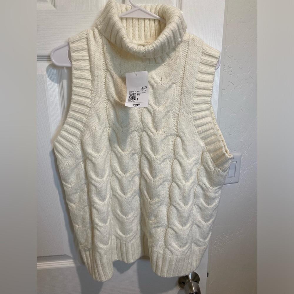White Turtleneck Sweater Vest